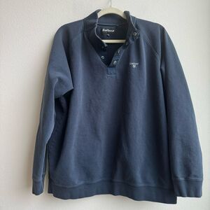Barbour Men's Size XXL Essential Sweat Half Snap 100% Cotton Navy Blue Preppy